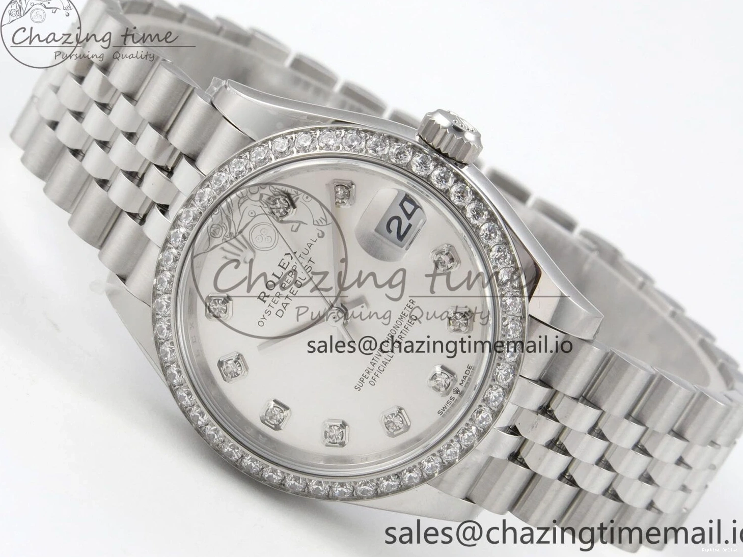0404 Lightweight DateJust 31 278384RBR THBF 1:1 Best Edition 904L Steel Silver Diamonds Dial Diamonds Bezel on SS Oyster Bracelet HZ Cal. 22